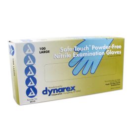 dynarex Safe-Touch Blue Nitrile Exam Gloves, Large, 100 Each / Box
