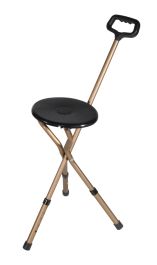 Folding Lightweight Cane Seat, Bronze, Adjustable Height