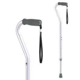 Offset Aluminum Cane, Silver