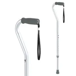 Offset Aluminum Cane, Silver