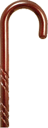 Spiral Tourist Handle Cane, Rose Stain, 36" - 37"