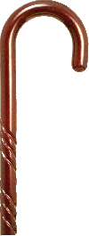 Spiral Tourist Handle Cane, Rose Stain, 36" - 37"