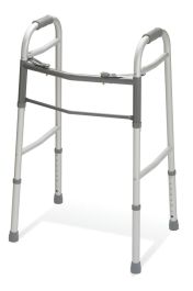 Youth 2-Button Folding Walkers without Wheels, Silver, Junior